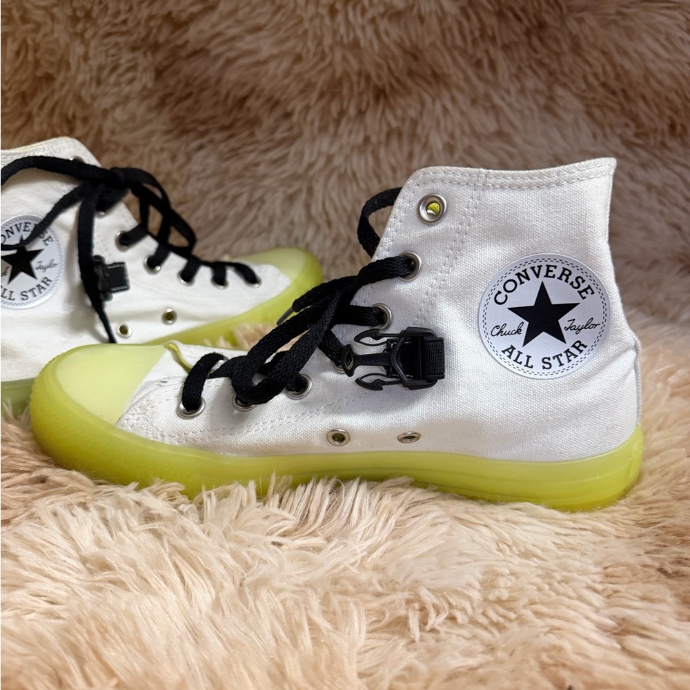 RARE! Converse Chuck Taylor All Star White Neon Sole Hi Top Sneaker - Picture 2 of 11